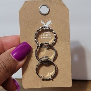 American Eagle Outfitters 3 Silver Tone Ring Pack